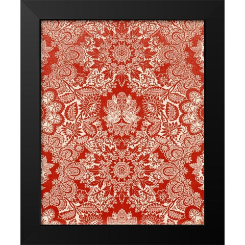 Baroque Tapestry in Red II Black Modern Wood Framed Art Print by Vision Studio