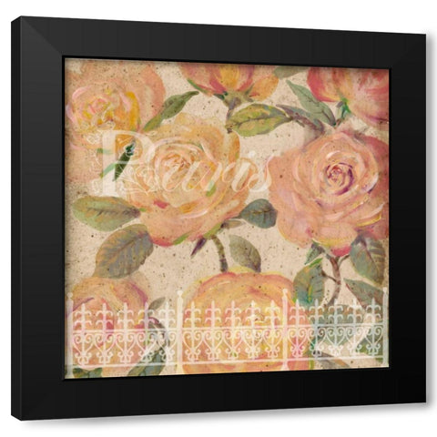 Vintage Painterly Roses II Black Modern Wood Framed Art Print with Double Matting by OToole, Tim