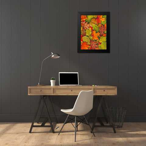 Fallen Leaves I Black Modern Wood Framed Art Print by OToole, Tim