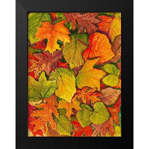 Fallen Leaves II Black Modern Wood Framed Art Print by OToole, Tim