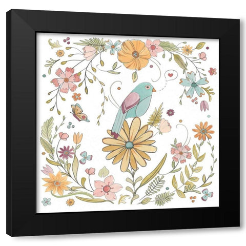 Happy Garden I Black Modern Wood Framed Art Print with Double Matting by Vess, June Erica
