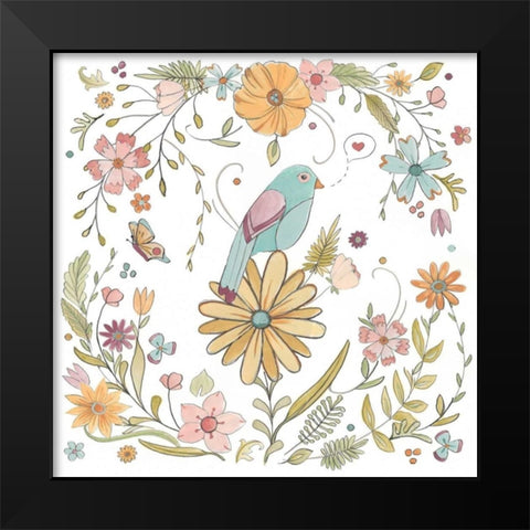 Happy Garden I Black Modern Wood Framed Art Print by Vess, June Erica