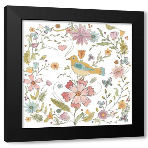 Happy Garden II Black Modern Wood Framed Art Print with Double Matting by Vess, June Erica
