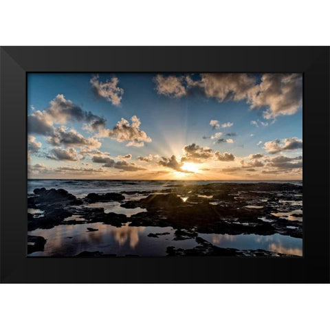 Waipouli Sunrise Black Modern Wood Framed Art Print by Head, Danny