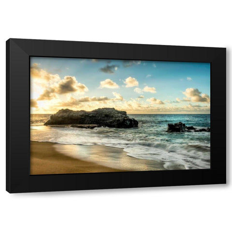 Sunset at Lumahai Beach Black Modern Wood Framed Art Print by Head, Danny