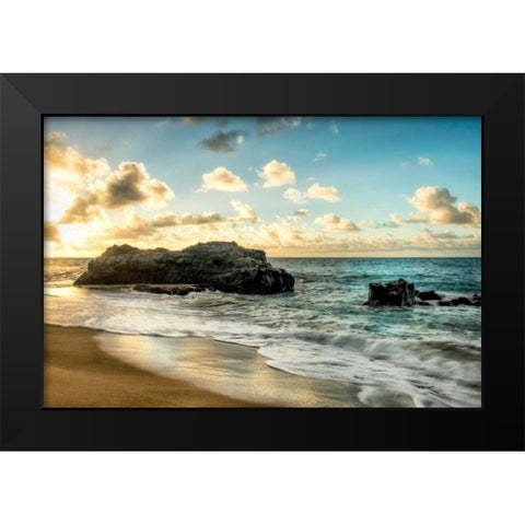 Sunset at Lumahai Beach Black Modern Wood Framed Art Print by Head, Danny