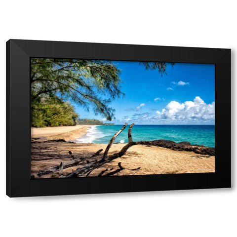Lumahai Beach Black Modern Wood Framed Art Print with Double Matting by Head, Danny
