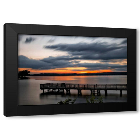 Lake Sunset Black Modern Wood Framed Art Print by Head, Danny