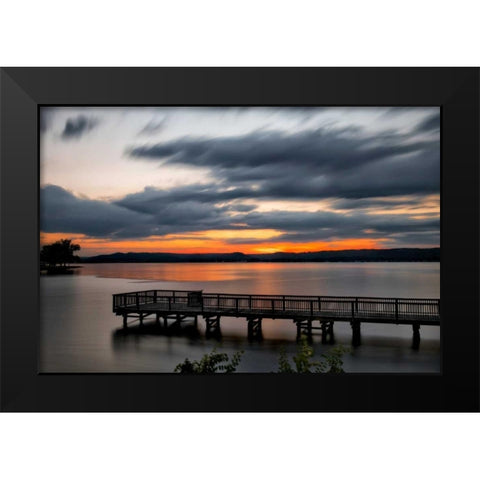 Lake Sunset Black Modern Wood Framed Art Print by Head, Danny