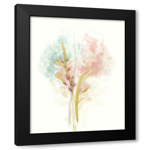 Floral Trace II Black Modern Wood Framed Art Print with Double Matting by Vess, June Erica