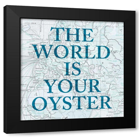 Map Words II Black Modern Wood Framed Art Print by Studio W