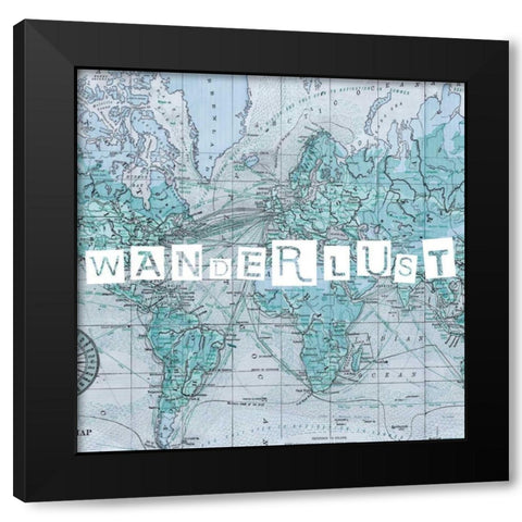 Map Words V Black Modern Wood Framed Art Print by Studio W
