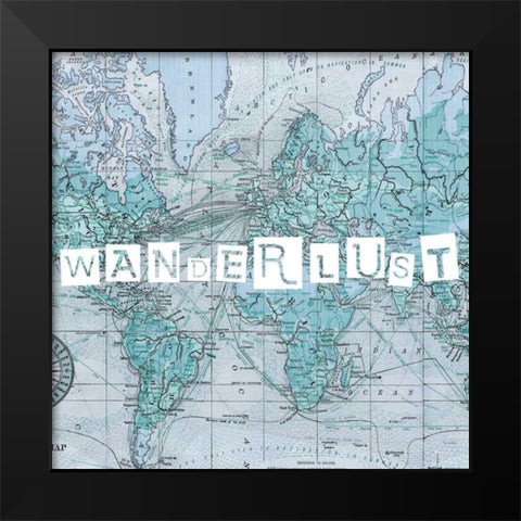 Map Words V Black Modern Wood Framed Art Print by Studio W