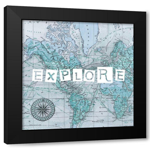 Map Words VI Black Modern Wood Framed Art Print by Studio W