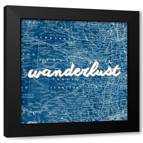 Map Words VII Black Modern Wood Framed Art Print by Studio W