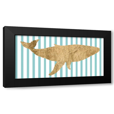 Pin Stripe Whale I Black Modern Wood Framed Art Print by Studio W