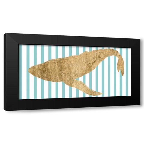 Pin Stripe Whale II Black Modern Wood Framed Art Print with Double Matting by Studio W
