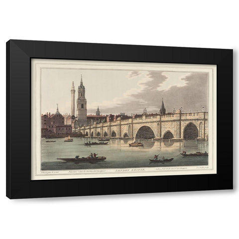 UA CH London Bridge Black Modern Wood Framed Art Print with Double Matting by Stadler, Joseph