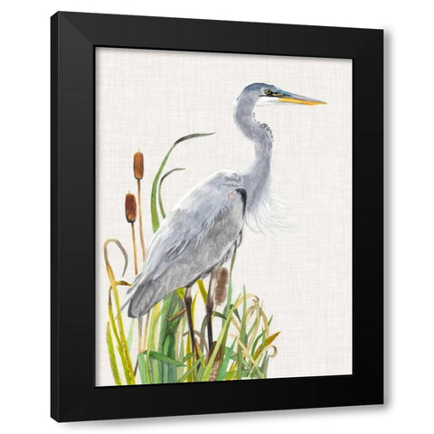 Waterbirds and Cattails I Black Modern Wood Framed Art Print by McCavitt, Naomi