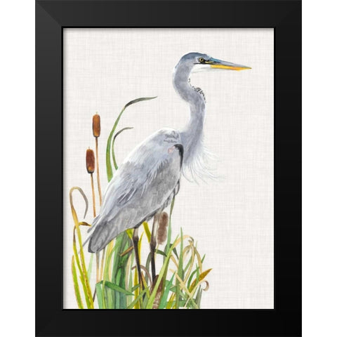 Waterbirds and Cattails I Black Modern Wood Framed Art Print by McCavitt, Naomi