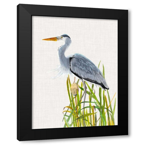 Waterbirds and Cattails II Black Modern Wood Framed Art Print by McCavitt, Naomi