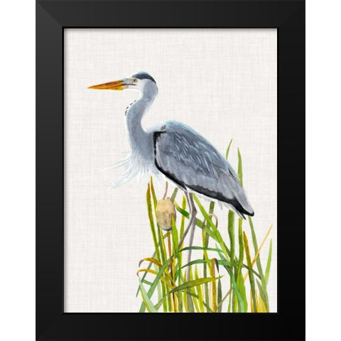 Waterbirds and Cattails II Black Modern Wood Framed Art Print by McCavitt, Naomi