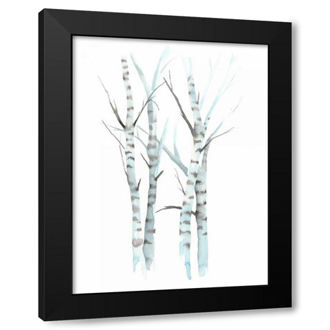Aquarelle Birches I Black Modern Wood Framed Art Print with Double Matting by Popp, Grace