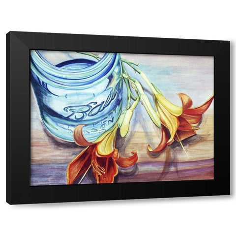 Custom Ball Jar Flower I (ASH) Black Modern Wood Framed Art Print by Redstreake