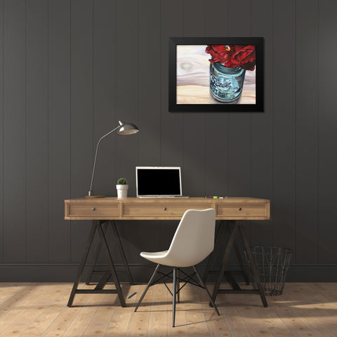 Custom Ball Jar Flower III (ASH) Black Modern Wood Framed Art Print by Redstreake