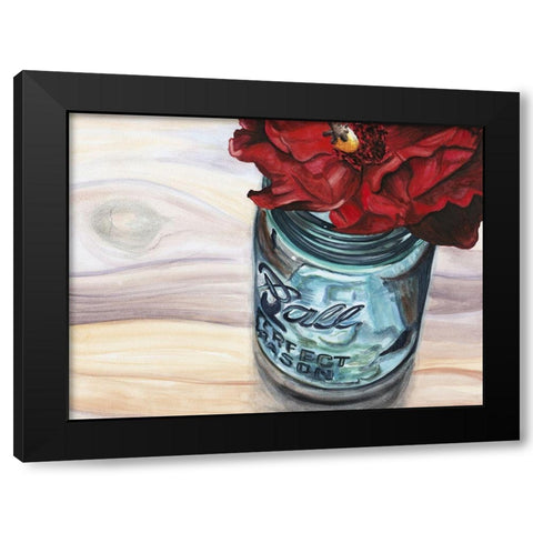 Custom Ball Jar Flower III (ASH) Black Modern Wood Framed Art Print with Double Matting by Redstreake