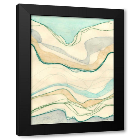Ocean Cascade I Black Modern Wood Framed Art Print by Lam, Vanna