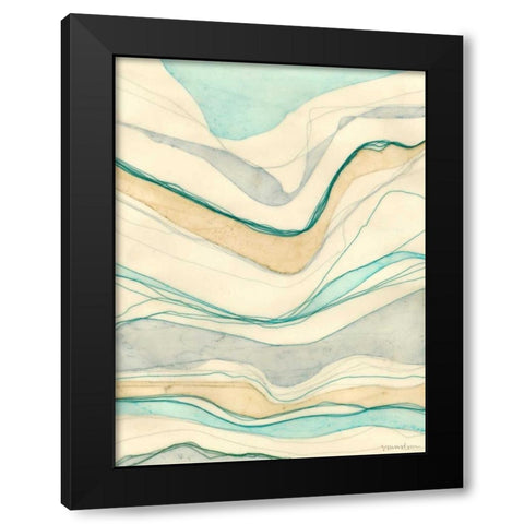 Ocean Cascade II Black Modern Wood Framed Art Print by Lam, Vanna