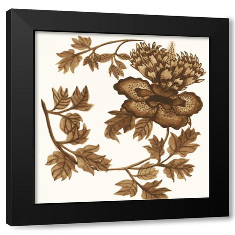 Tapestry Floral II Black Modern Wood Framed Art Print with Double Matting by McCavitt, Naomi