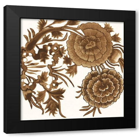 Tapestry Floral III Black Modern Wood Framed Art Print with Double Matting by McCavitt, Naomi