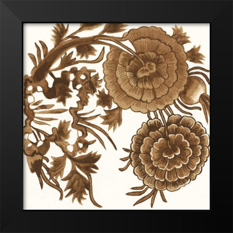 Tapestry Floral III Black Modern Wood Framed Art Print by McCavitt, Naomi