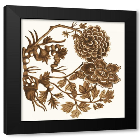 Tapestry Floral IV Black Modern Wood Framed Art Print by McCavitt, Naomi