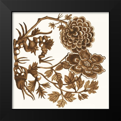 Tapestry Floral IV Black Modern Wood Framed Art Print by McCavitt, Naomi