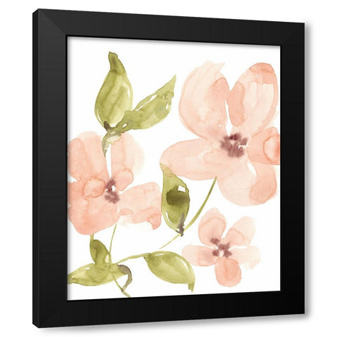 Soft Coral Blooms I Black Modern Wood Framed Art Print with Double Matting by Goldberger, Jennifer