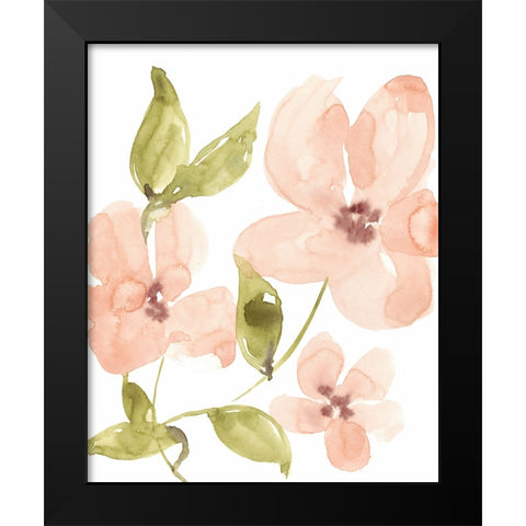 Soft Coral Blooms I Black Modern Wood Framed Art Print by Goldberger, Jennifer