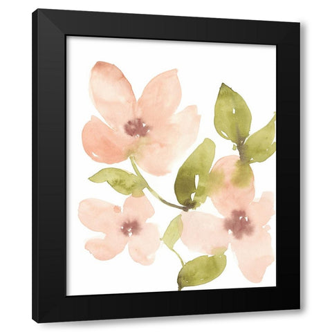 Soft Coral Blooms II Black Modern Wood Framed Art Print by Goldberger, Jennifer