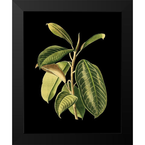 Custom Green Leaves on Black I (LG) Black Modern Wood Framed Art Print by Vision Studio