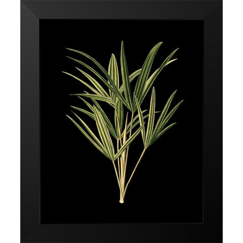 Custom Green Leaves on Black II (LG) Black Modern Wood Framed Art Print by Vision Studio