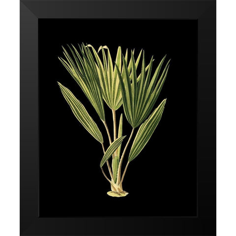 Custom Green Leaves on Black V (LG) Black Modern Wood Framed Art Print by Vision Studio