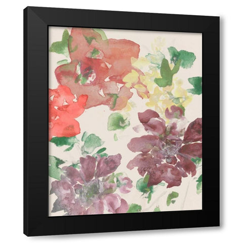 Fuchsia Inked Blooms I Black Modern Wood Framed Art Print by Studio W