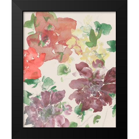Fuchsia Inked Blooms I Black Modern Wood Framed Art Print by Studio W