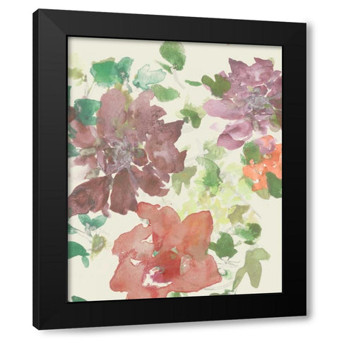 Fuchsia Inked Blooms II Black Modern Wood Framed Art Print by Studio W