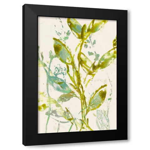 Watercolor Leaves I Black Modern Wood Framed Art Print with Double Matting by Goldberger, Jennifer