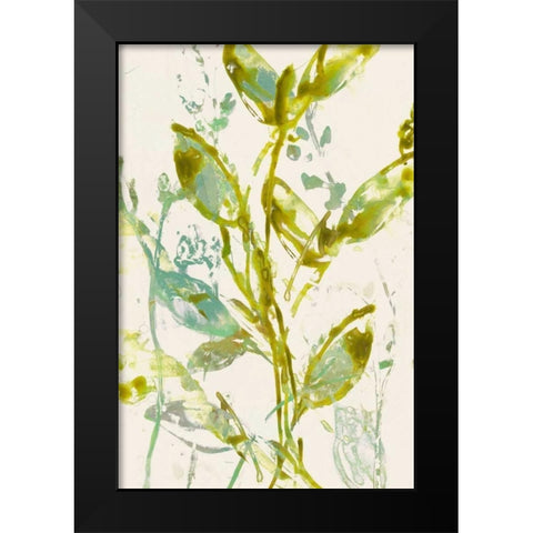 Watercolor Leaves I Black Modern Wood Framed Art Print by Goldberger, Jennifer