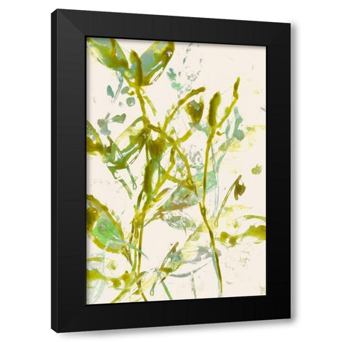Watercolor Leaves II Black Modern Wood Framed Art Print by Goldberger, Jennifer