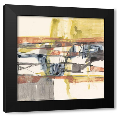 Stepped Abstract I Black Modern Wood Framed Art Print by Goldberger, Jennifer